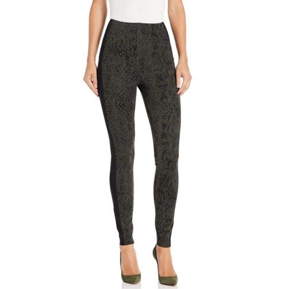 Lysse Laura Ponte Knit Ankle Leggings Olive Snake Print Size L